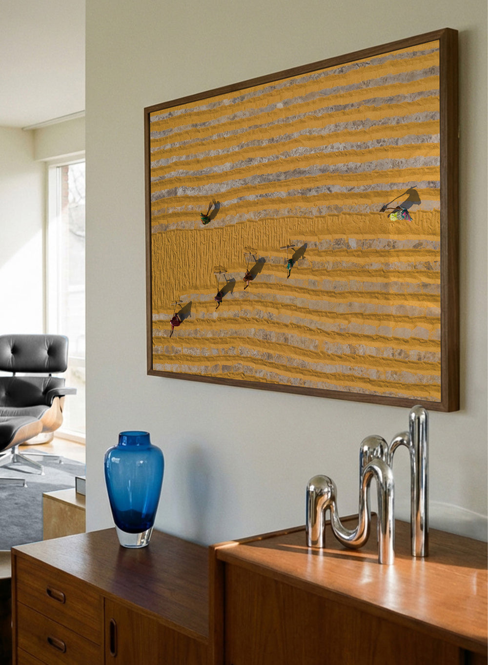 Rice Drying by Azim Khan Ronnie aerial photography print showing rice drying fields in Bangladesh, agricultural pattern wall art poster