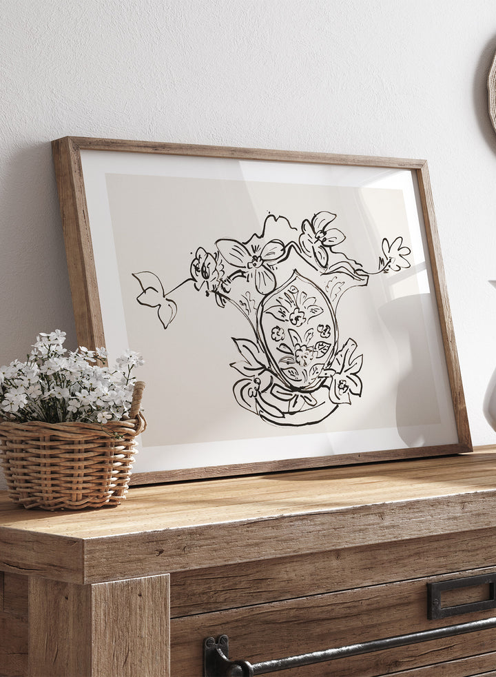 Vase Louis Philippe et anémones by Henri Matisse is a minimalist floral line drawing art print featuring expressive black ink linework and elegant French modernist design.