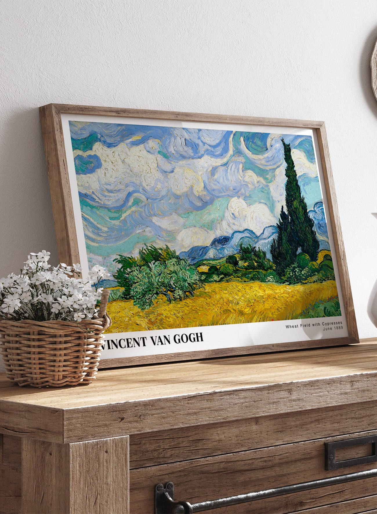 Vincent Van Gogh Wheat Field with Cypresses 1889 Vintage