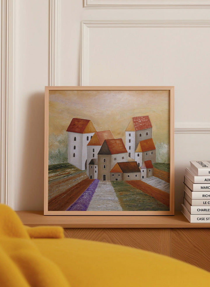 Angeles M. Pomata - Peaceful Lavender Village Art Print
