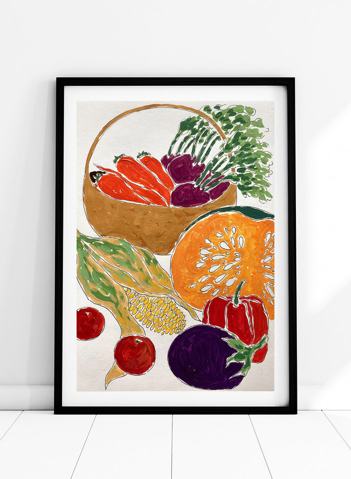 Rushati Chowdhury - Vibrant Vegetable Harvest Art Print