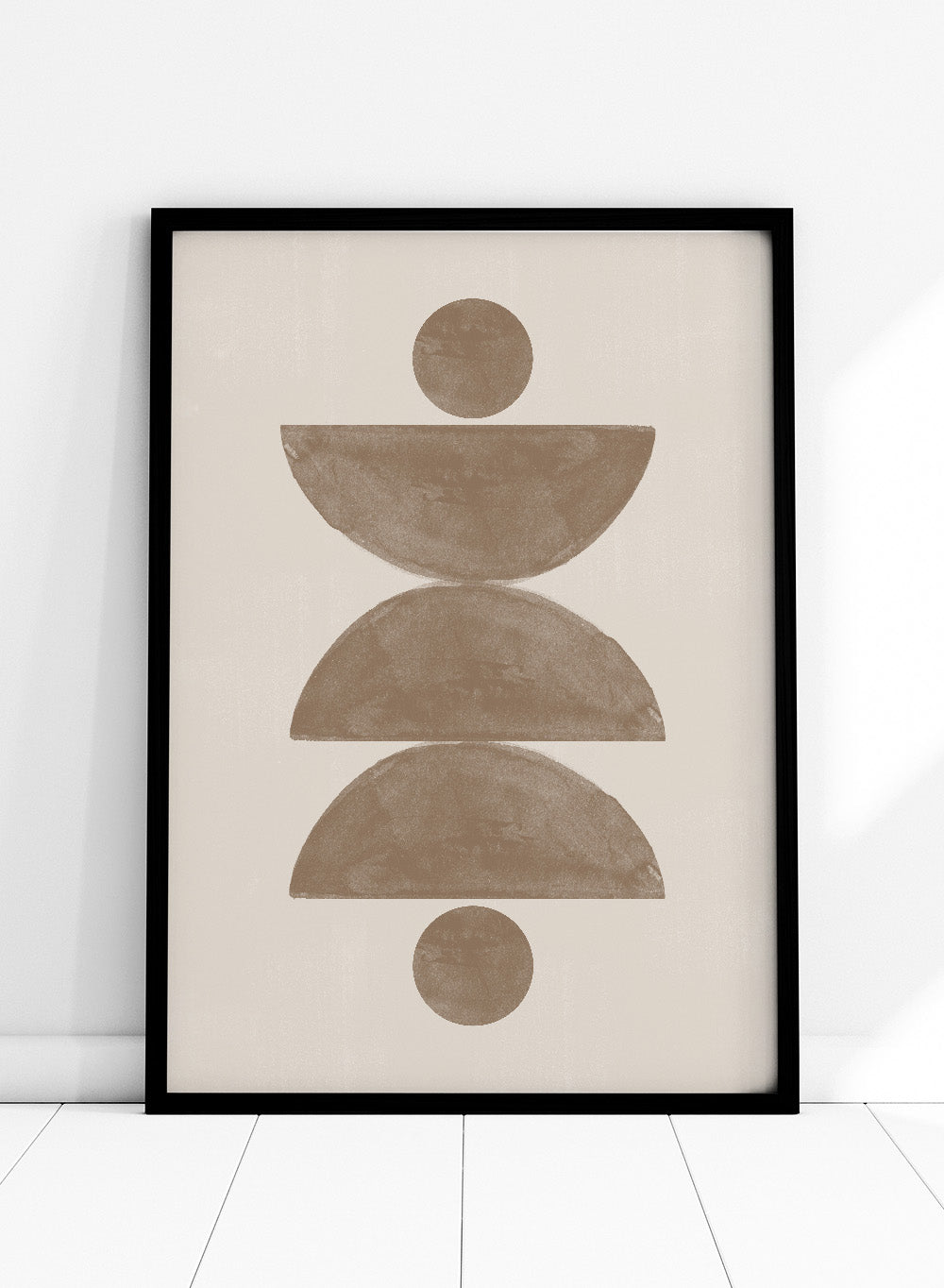 Minimal geometric art print by The MIUUS Studio featuring abstract shapes in warm neutral tones. Modern minimalist wall art poster with balanced geometric design.