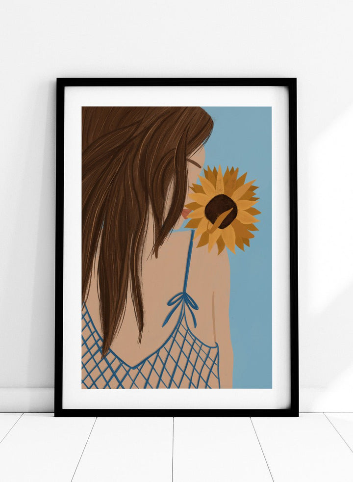 'Girl with a Sunflower' Aesthetic Art Print_Sugar & Canvas