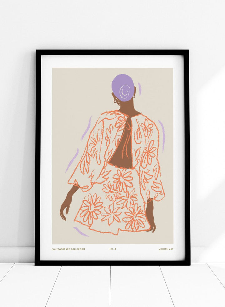 'Figure in Coral II' Aesthetic Art Print_Sugar & Canvas