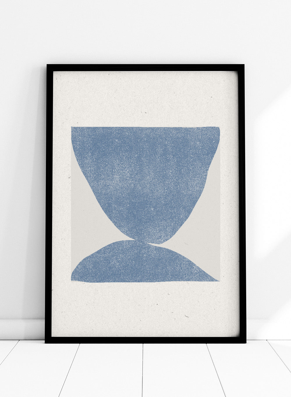Blue Symmetry by The MIUUS Studio is a modern abstract art print exploring balance, minimal form, and texture. Officially licensed fine art poster with optional framing.