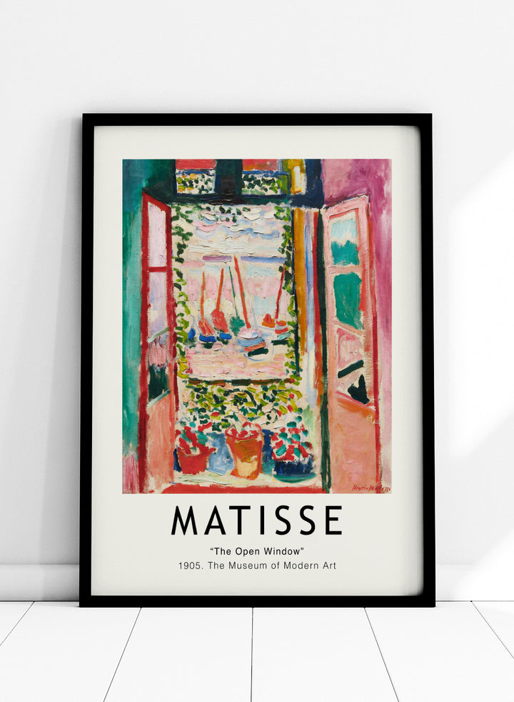 Featuring original Henri Matisse's Artwork Open Window, Collioure summer 1905 painting, this lithograph wall art print showcases classic vintage fauvism Matisse art. Featuring colorful art and text, this vintage exhibition poster by National Gallery of Art is perfect for any boho, eclectic, retro,or minimalist space.