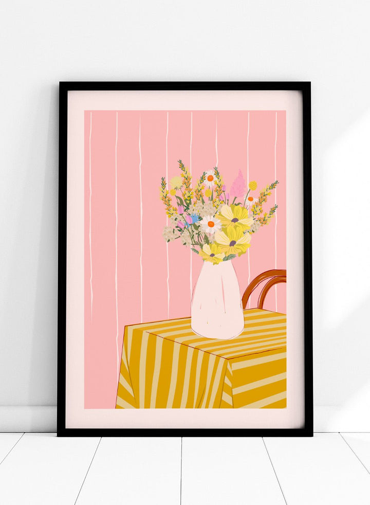 'Flower Vase on Table' Aesthetic Art Print_Sugar & Canvas