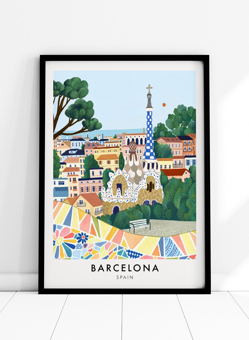 Park Güell Barcelona Spain Art Print, image size:1000x1364