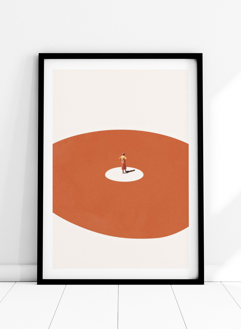 Confidence by Maarten Léon is a minimalist collage art print exploring self confidence through scale and space. Premium fine art print with real wood frame options.