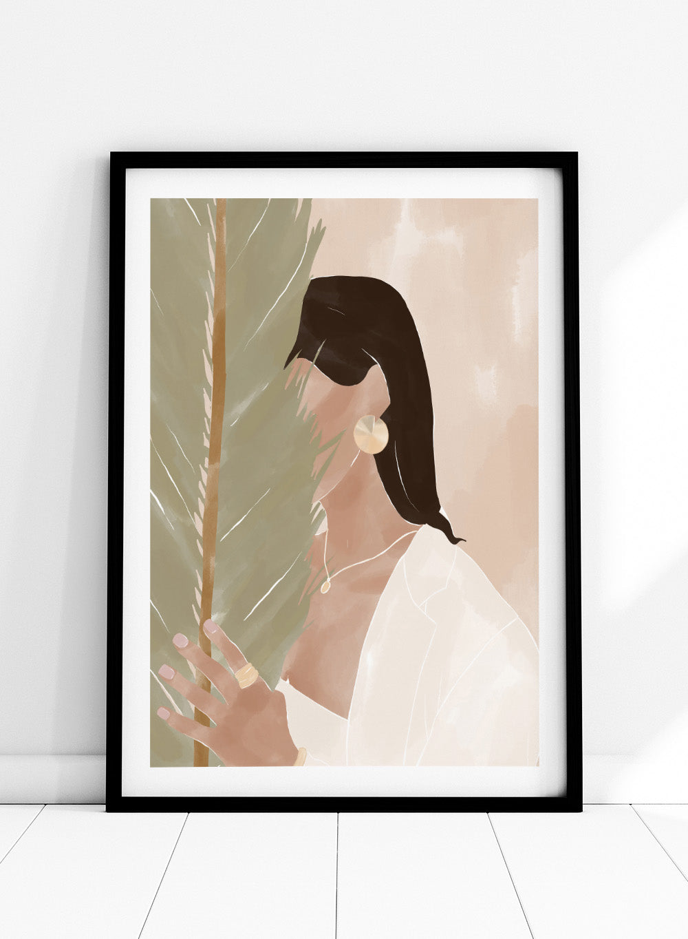 Plant Girl by Ivy Green is a modern illustration art print featuring a woman and soft botanical elements. Premium fine art print with optional wood framing.