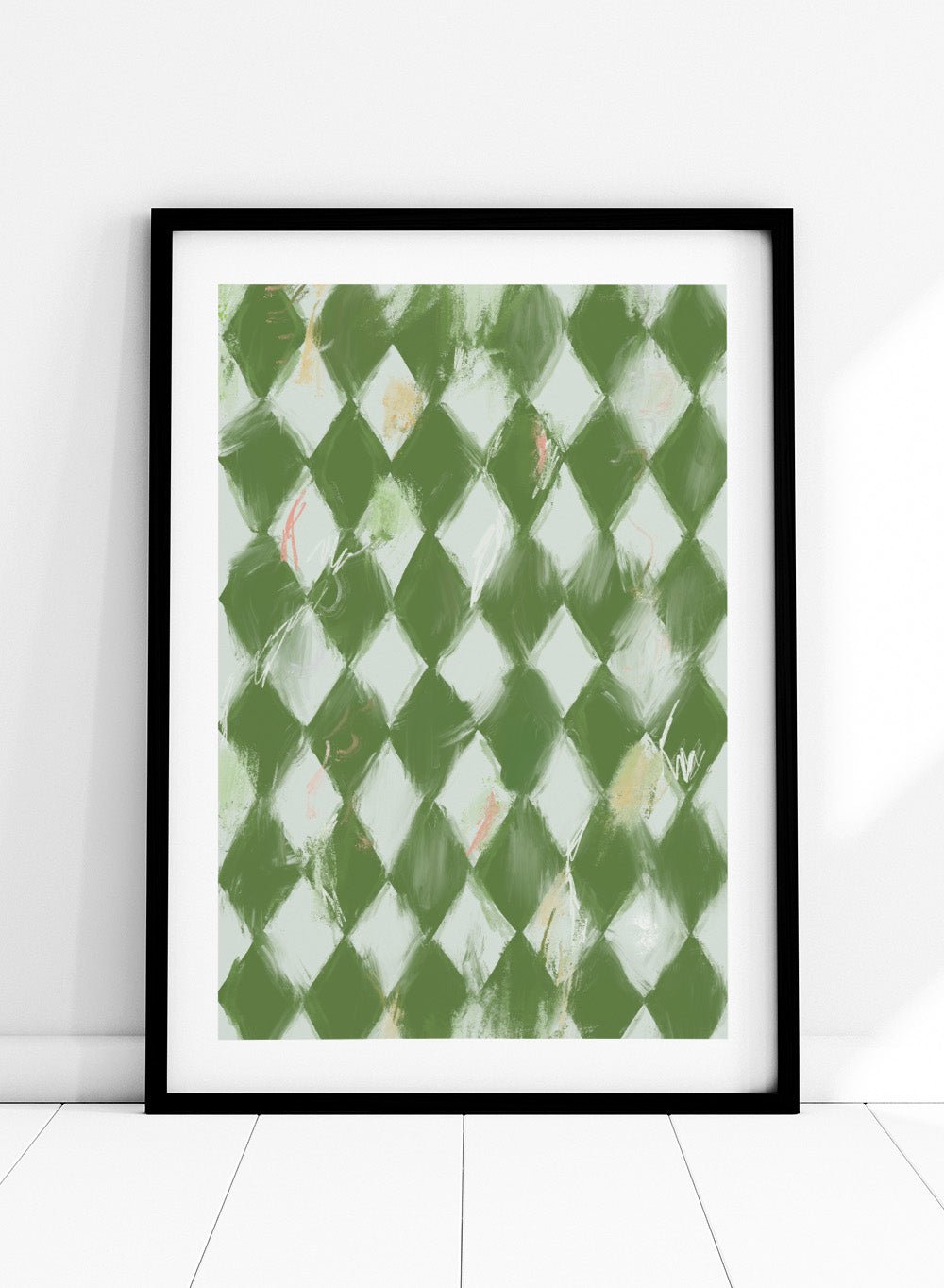 'Green Diamond Pattern' Aesthetic Art Print_Sugar & Canvas