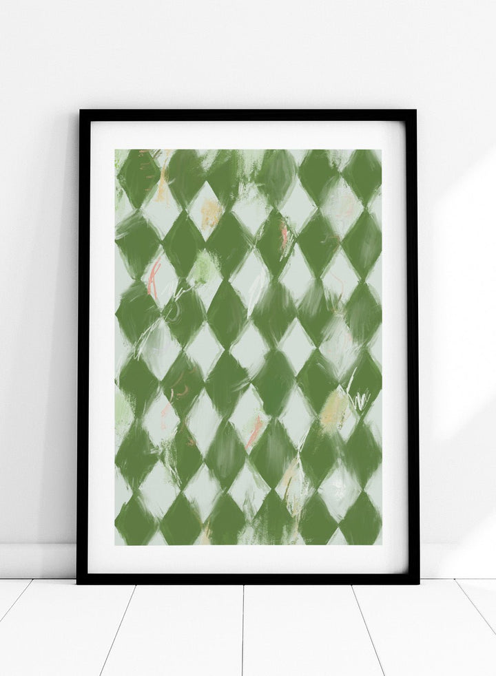 'Green Diamond Pattern' Aesthetic Art Print_Sugar & Canvas