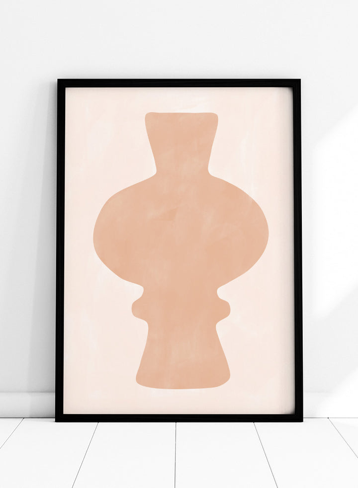 Shop Organic Peach Vase by Elena Ristova, a modern vase wall art print poster with a sculptural peach silhouette and soft blush neutral tones.
