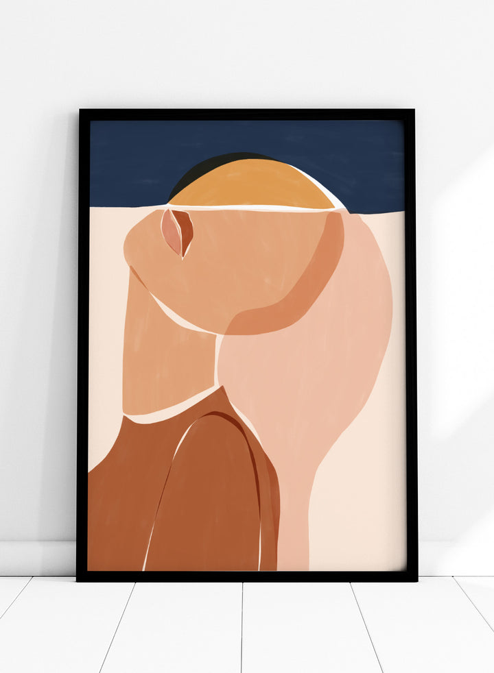 Half Face Half Sun by Ivy Green is a modern figurative art print featuring a minimal female portrait and sun motif. Premium fine art print with optional wood framing.