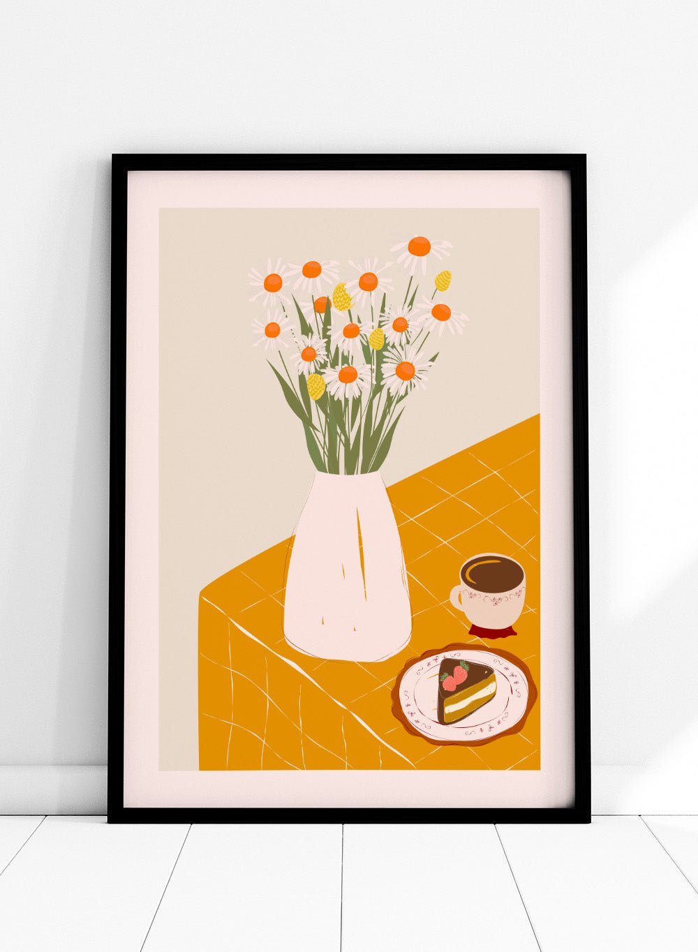 ‘Afternoon Coffee with Flowers’ Aesthetic Art Print_Sugar & Canvas