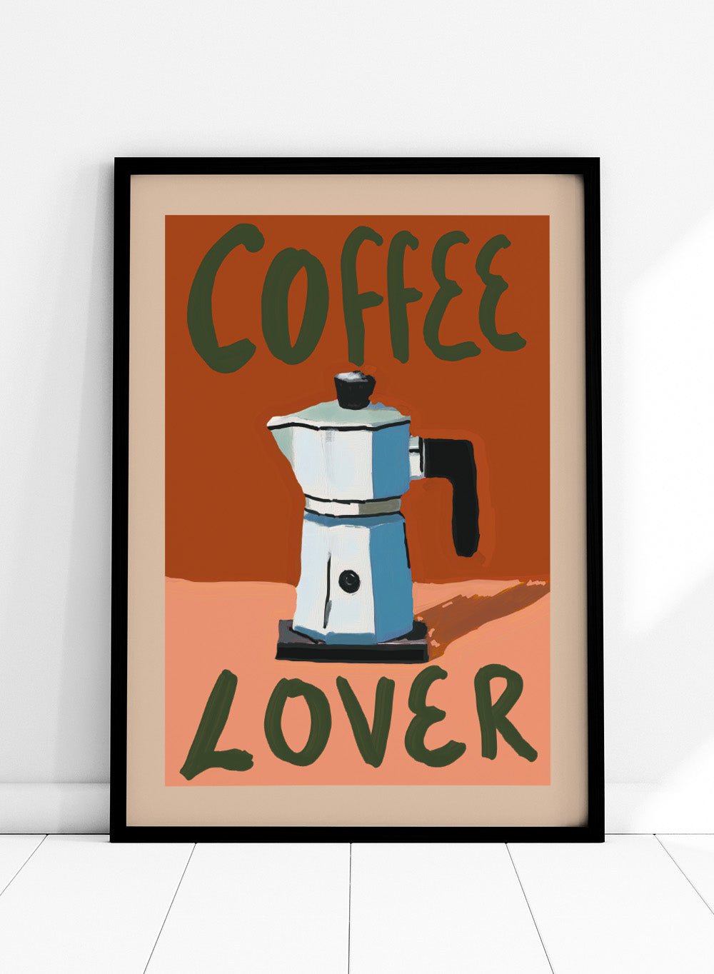 Coffee Lover' Aesthetic Art Print | Hand Painted Moka Pot Kitchen