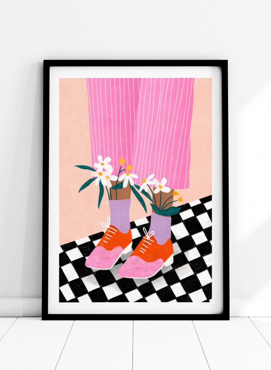 A stylized fashion illustration of a person&