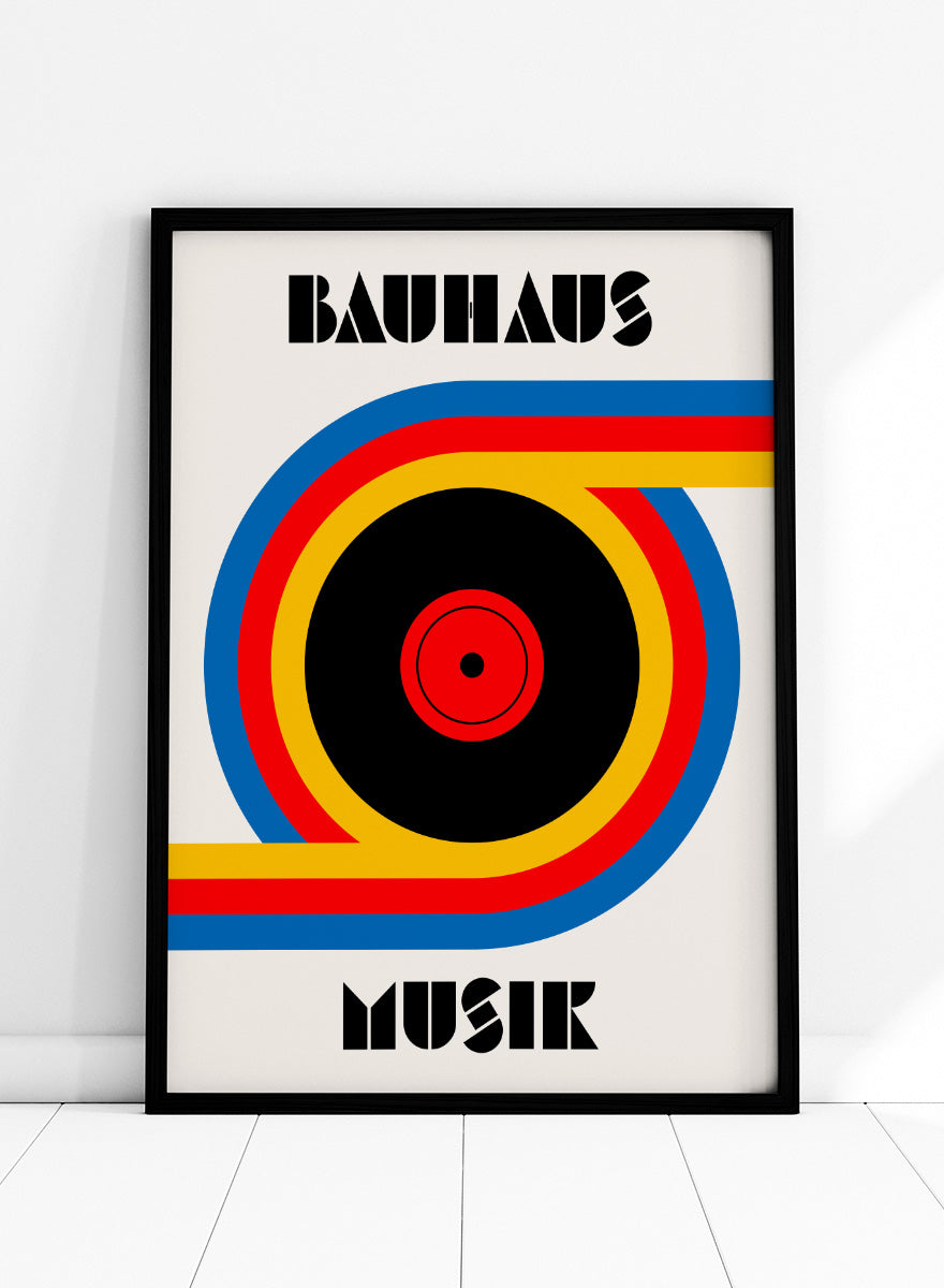 A Bauhaus-style poster or print with the words &