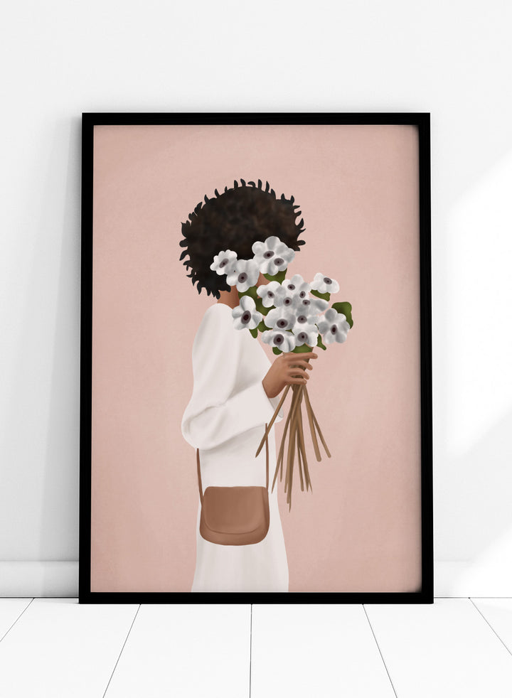 Bouquet of Flowers by Flow Line is a modern floral art print celebrating self-love and everyday rituals. A warm, expressive wall poster from the It’s All Love collection.