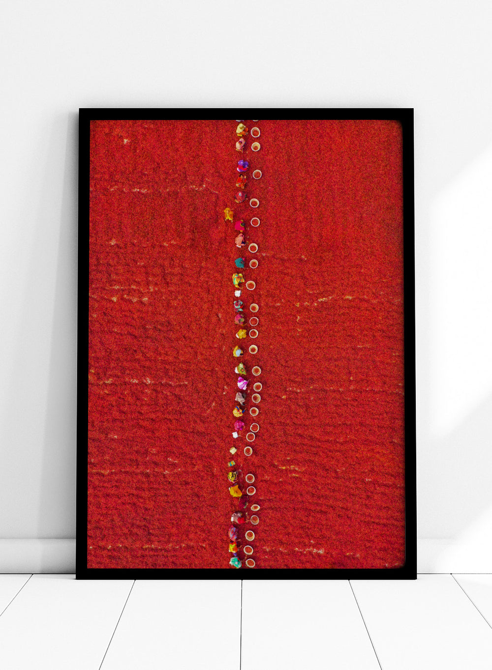 Pickers Sorting Chillies by Azim Khan Ronnie aerial photography print showing workers in red chilli fields Bangladesh, cultural documentary wall art poster