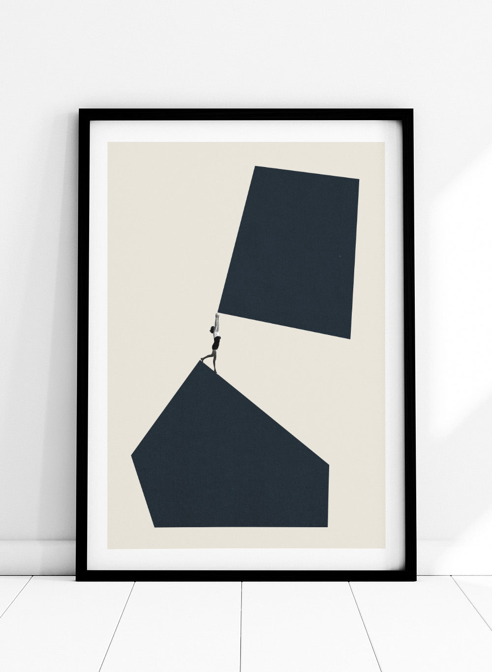 Reaching Higher by Maarten Léon art print featuring minimalist modern collage photography. Available as a fine art print or framed wall art with real wood frames.