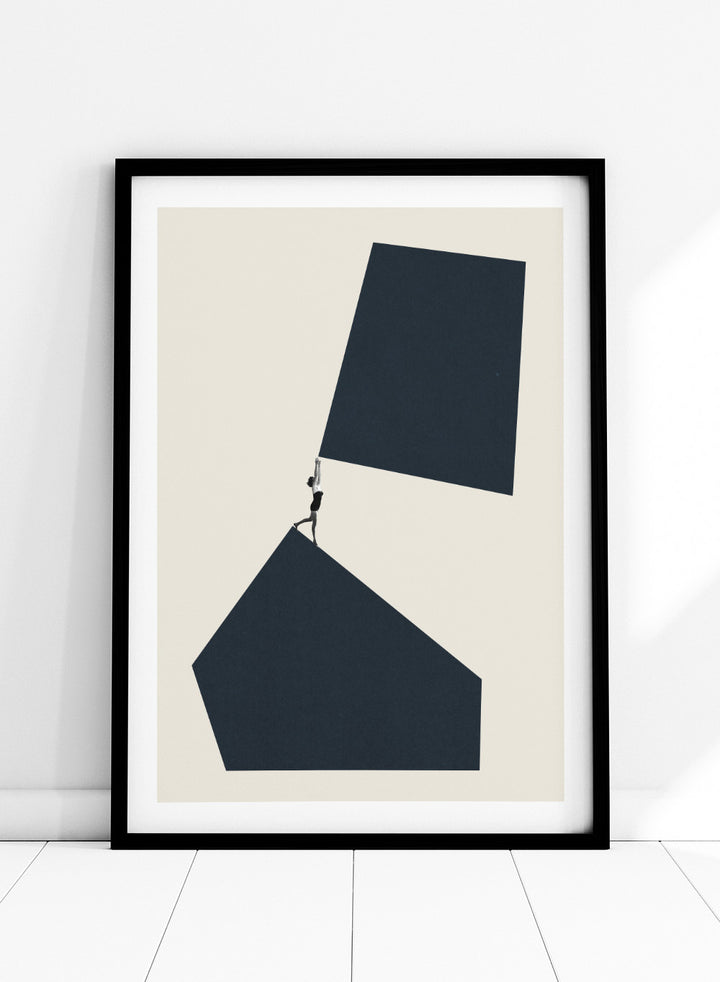 Reaching Higher by Maarten Léon art print featuring minimalist modern collage photography. Available as a fine art print or framed wall art with real wood frames.