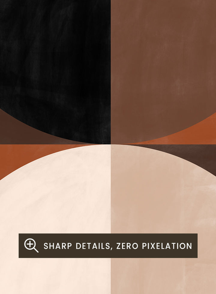 Shop Modern Earth Geometry by Elena Ristova, a set of 2 modern abstract wall art prints posters featuring circles, triangles, stripes, and warm earthy tones.