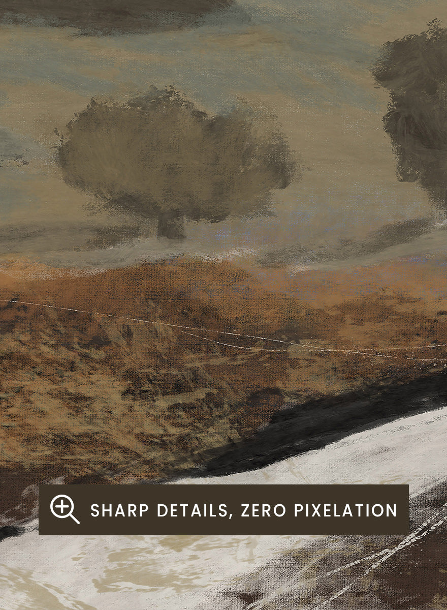 Shop La Collina by Dan Hobday, a set of 2 landscape wall art prints posters featuring rolling hills, winding paths, and warm earthy countryside tones.