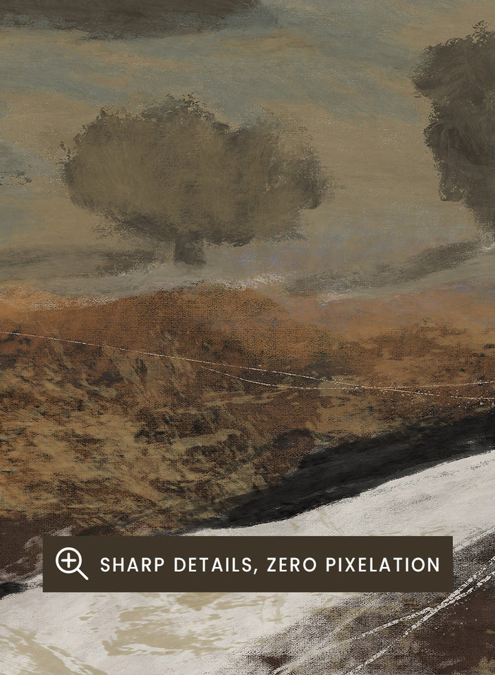 Shop La Collina by Dan Hobday, a set of 2 landscape wall art prints posters featuring rolling hills, winding paths, and warm earthy countryside tones.