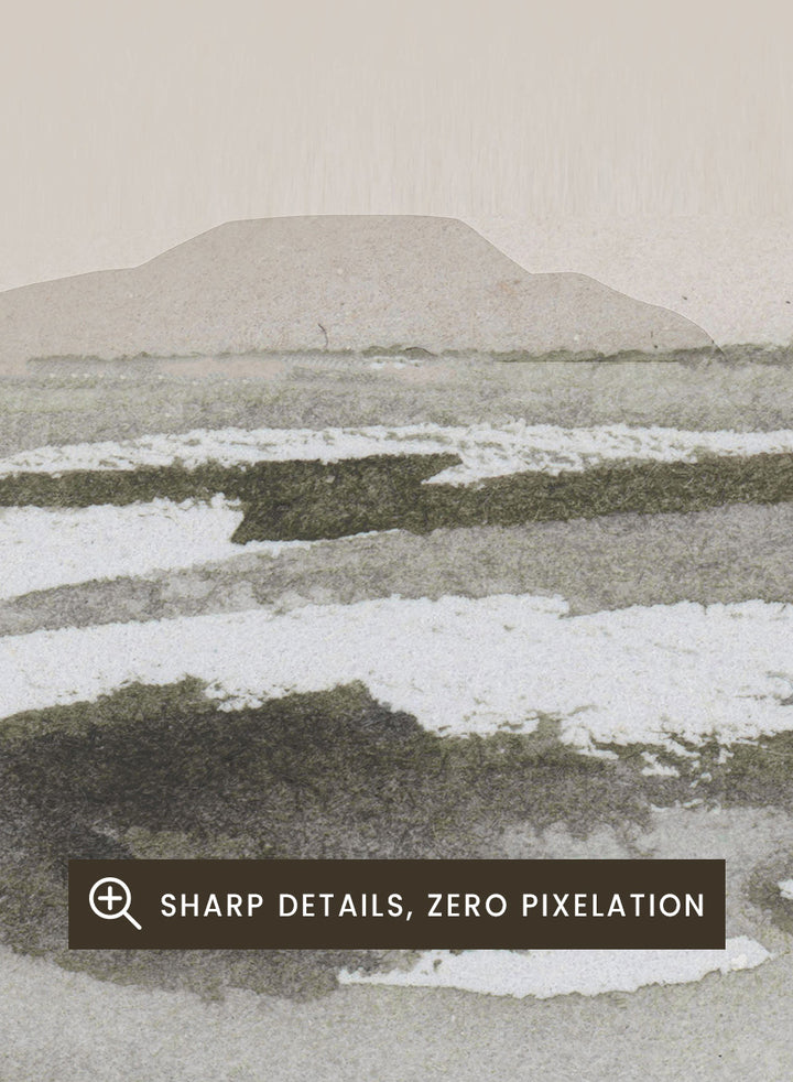 Shop Calm Beach by Dan Hobday, a set of 2 coastal landscape wall art prints posters capturing tidal sandbars, distant islands, and a quiet shoreline.