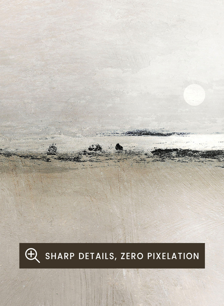Shop Sunlight Bay by Dan Hobday, a set of 2 minimalist landscape wall art prints posters featuring a soft horizon, open water, and warm brown and cream tones.
