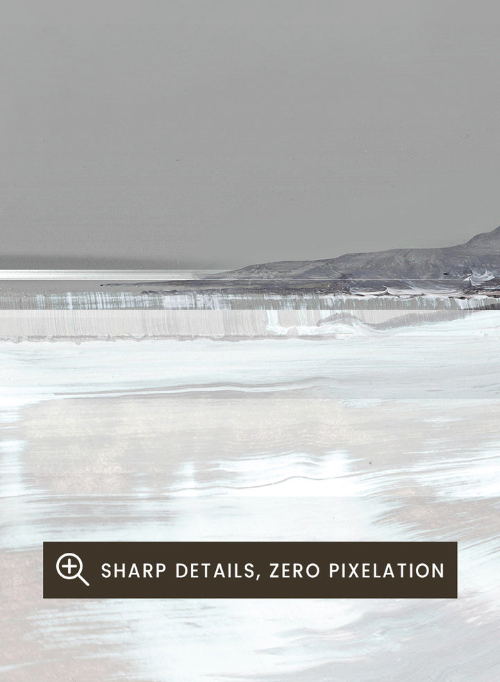 Shop Tides by Dan Hobday, a set of 2 coastal landscape wall art prints posters featuring calm water, distant hills, and soft gray-blue tones.