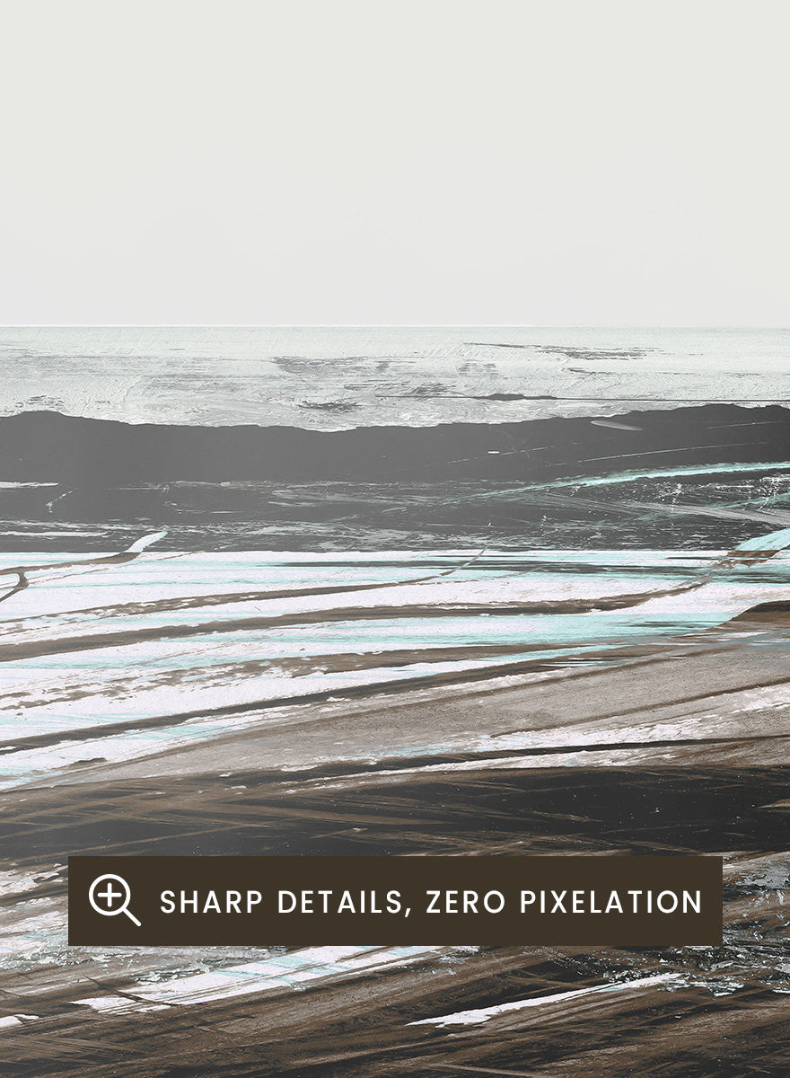 Shop Constantine Bay by Dan Hobday, a set of 2 coastal landscape wall art prints posters featuring windswept shoreline, surf, and muted blue-brown tones.