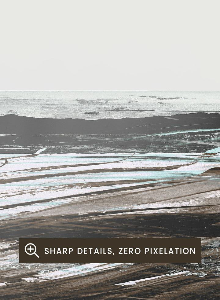 Shop Constantine Bay by Dan Hobday, a set of 2 coastal landscape wall art prints posters featuring windswept shoreline, surf, and muted blue-brown tones.