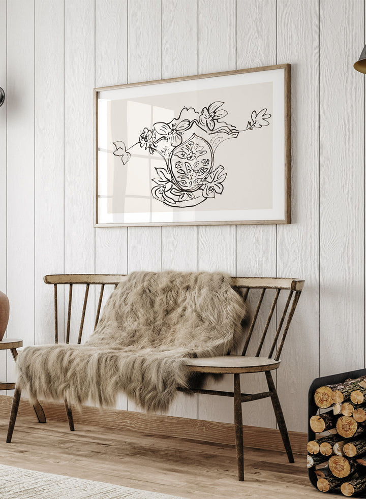 Vase Louis Philippe et anémones by Henri Matisse is a minimalist floral line drawing art print featuring expressive black ink linework and elegant French modernist design.