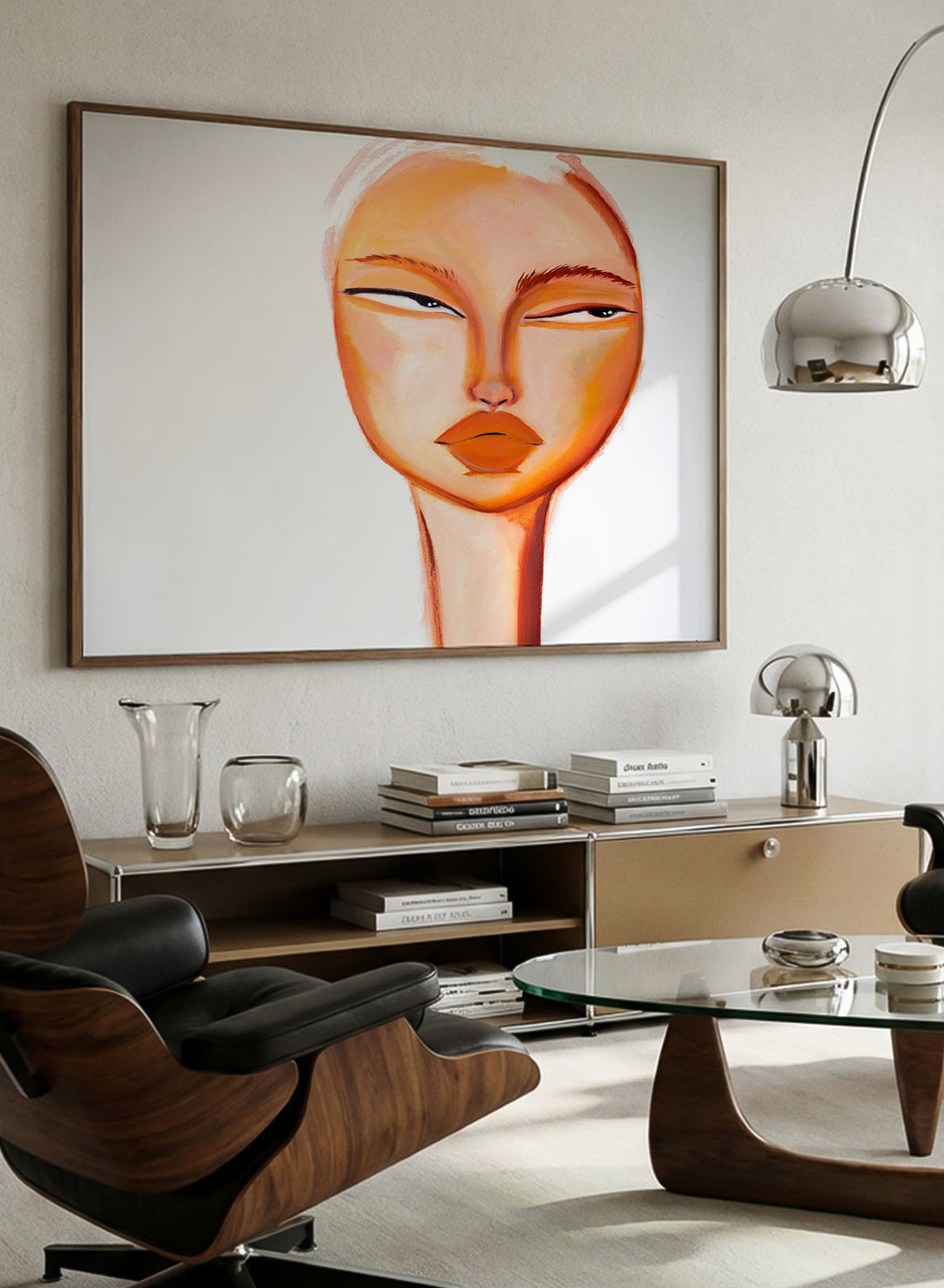 Sassy Side Eye by Amy Straley is a contemporary figurative art print featuring a playful feminine portrait, warm tones, and modern minimalist style.