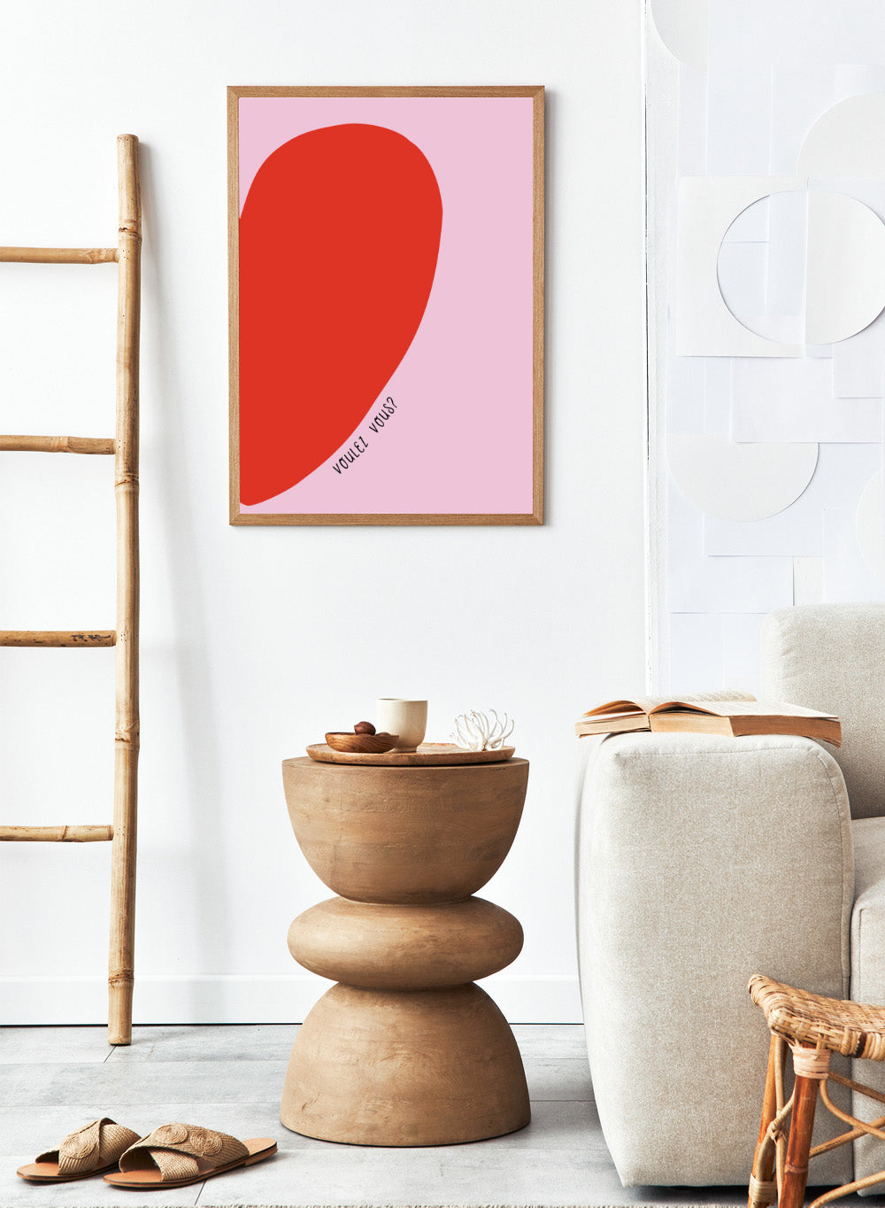 Voulez Vous by Ohkimiko is a playful half-heart art print in bold red and soft pink tones. A modern love-inspired poster from the It’s All Love collection.