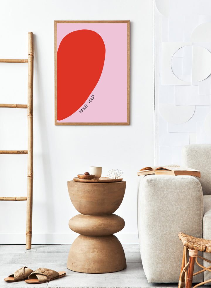 Voulez Vous by Ohkimiko is a playful half-heart art print in bold red and soft pink tones. A modern love-inspired poster from the It’s All Love collection.
