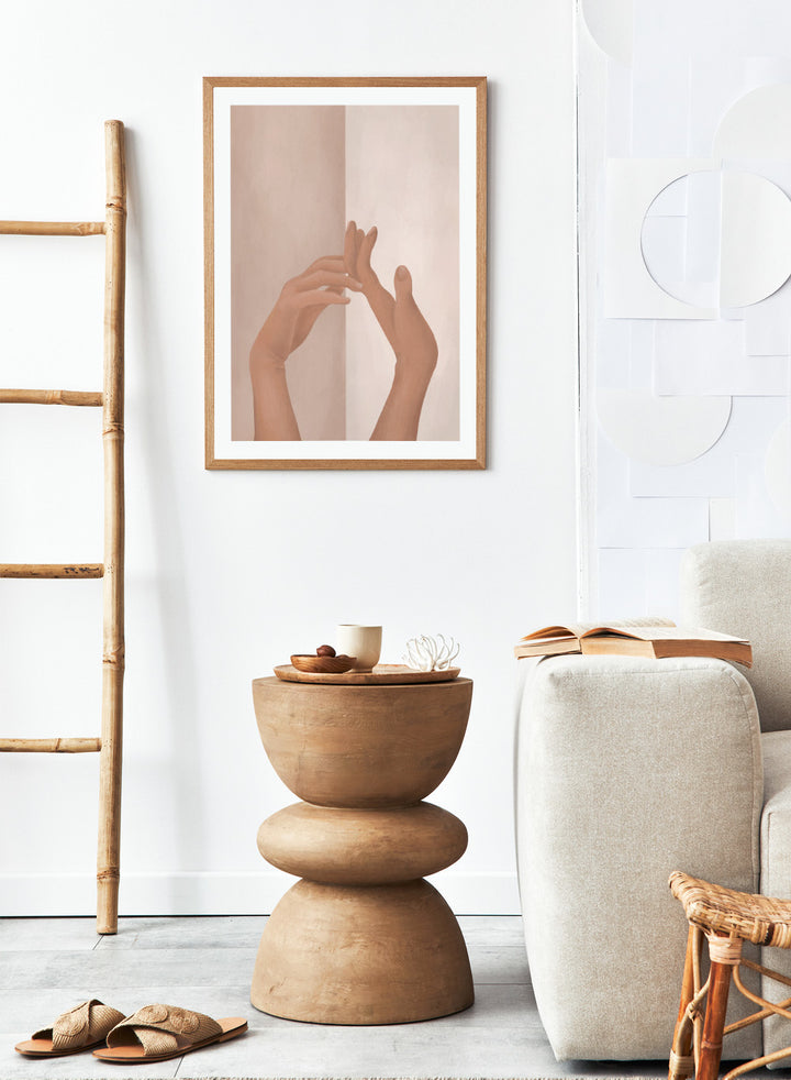Elegance in Motion by City Art is a modern abstract figure art print featuring expressive hands and soft neutral tones. A contemporary wall poster from the It’s All Love collection.