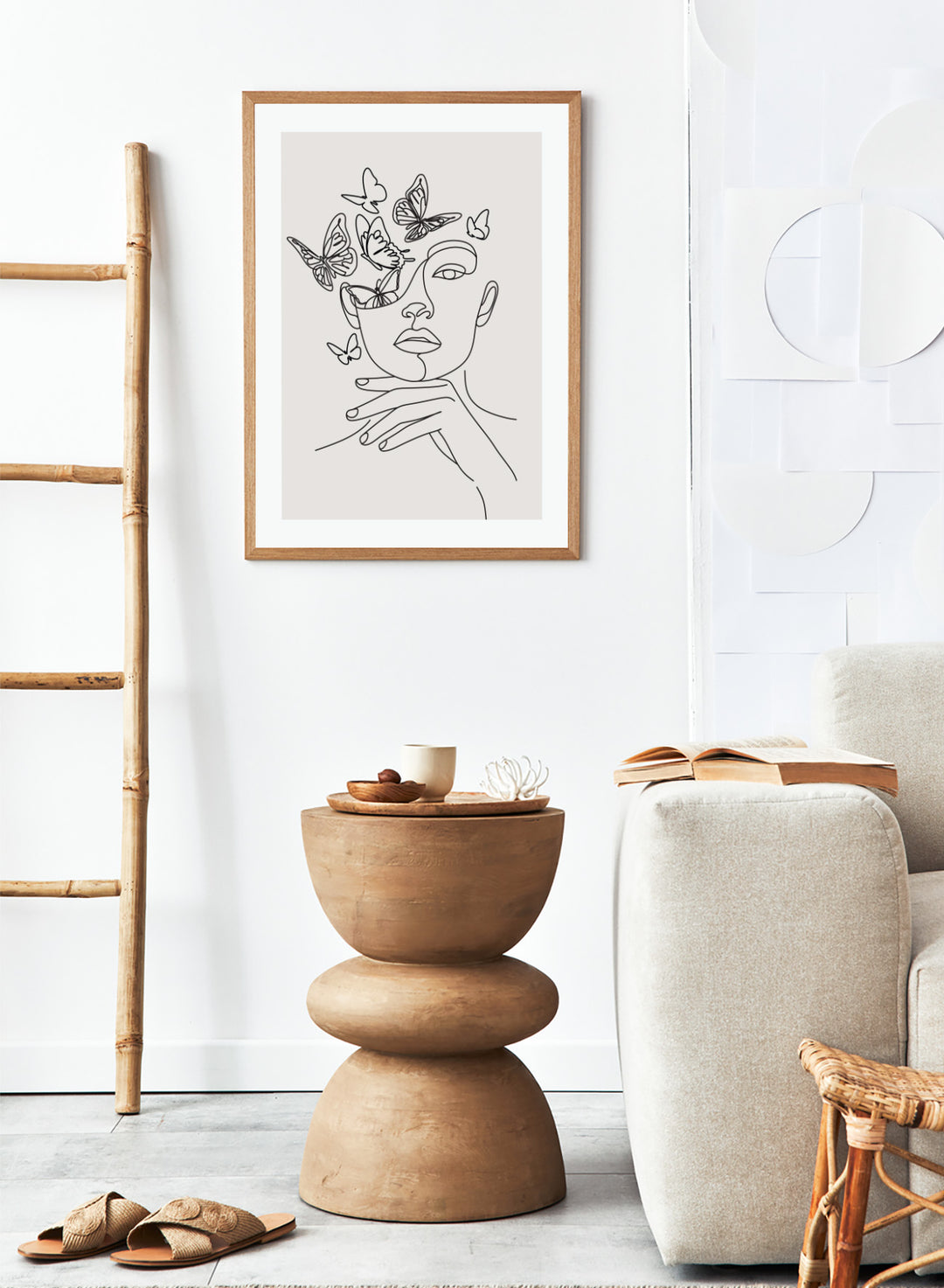 Head of Butterflies Line Art Print