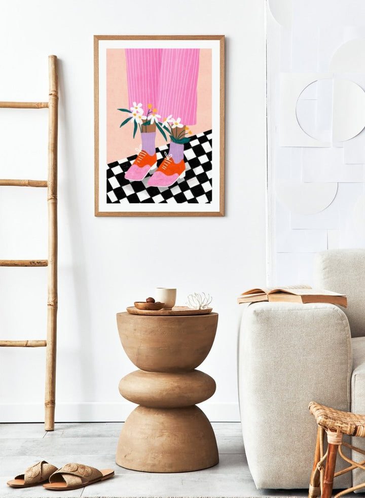A stylized fashion illustration of a person&