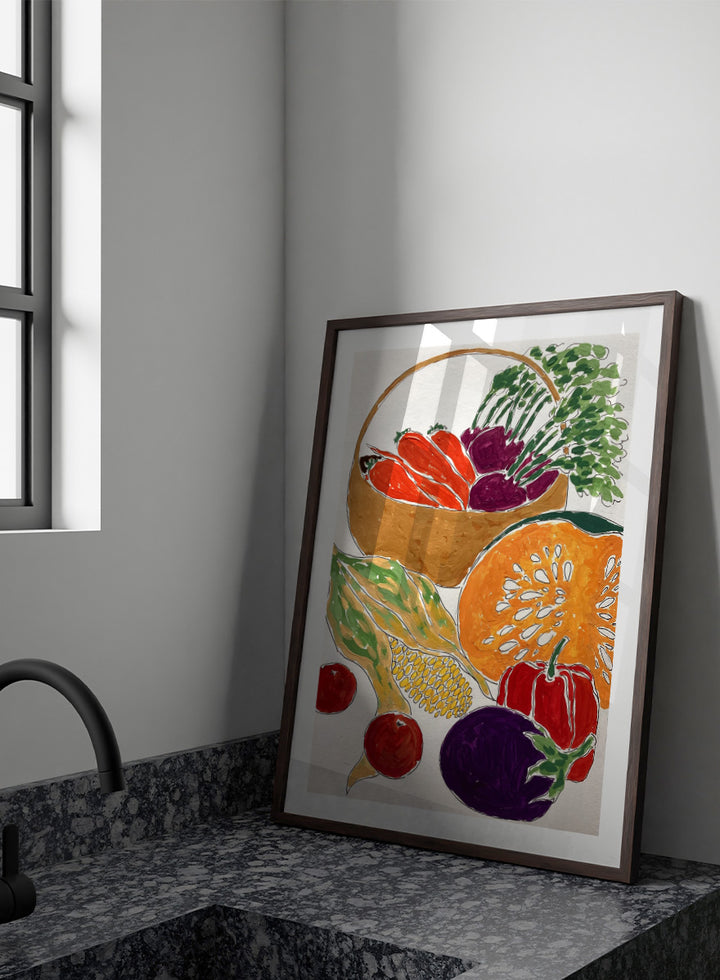 Rushati Chowdhury - Vibrant Vegetable Harvest Art Print