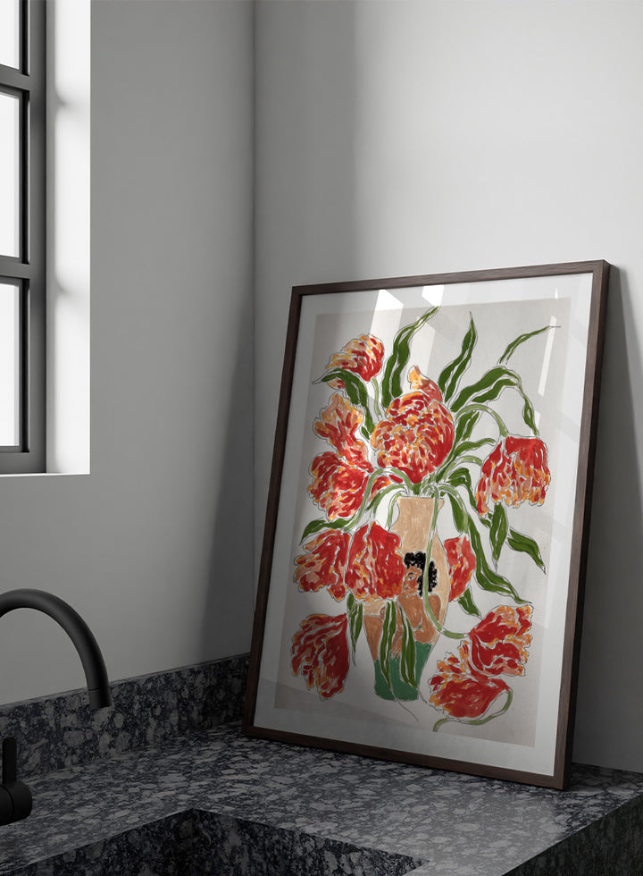 Rushati Chowdhury - Vibrant Tulips in Vase Art Print