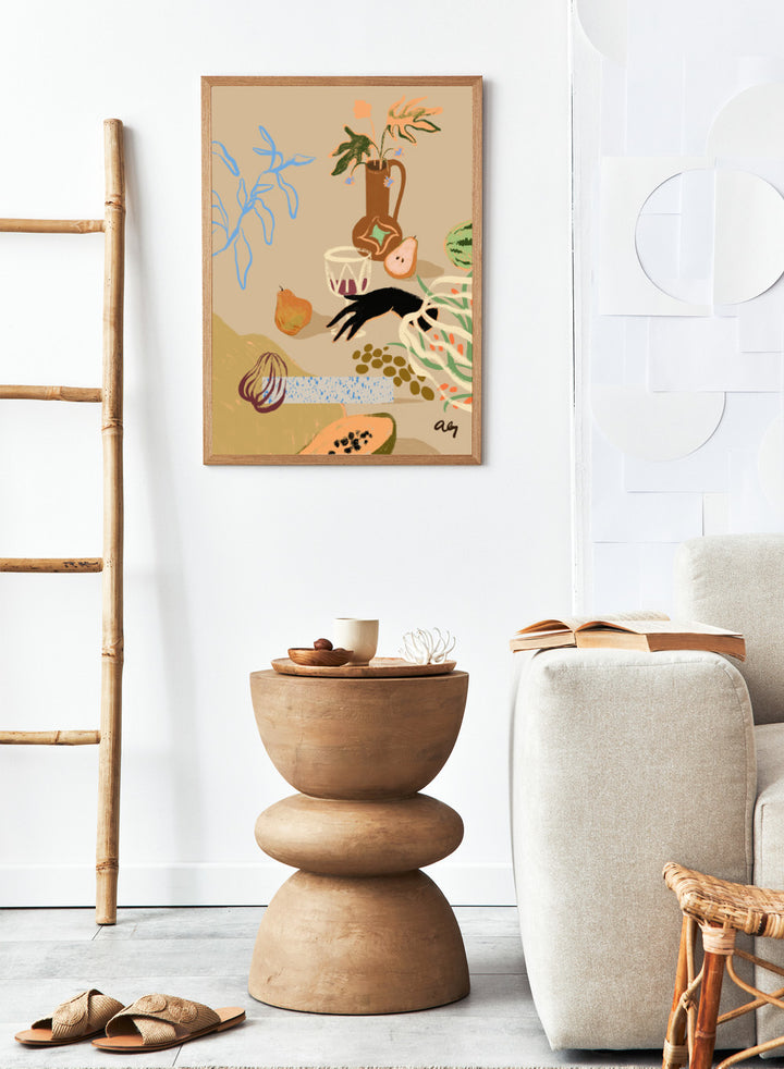 Pass Me The Pear by Arty Guava is a modern still life art print with pears, fruit, and expressive hand-drawn shapes. Officially licensed wall poster.