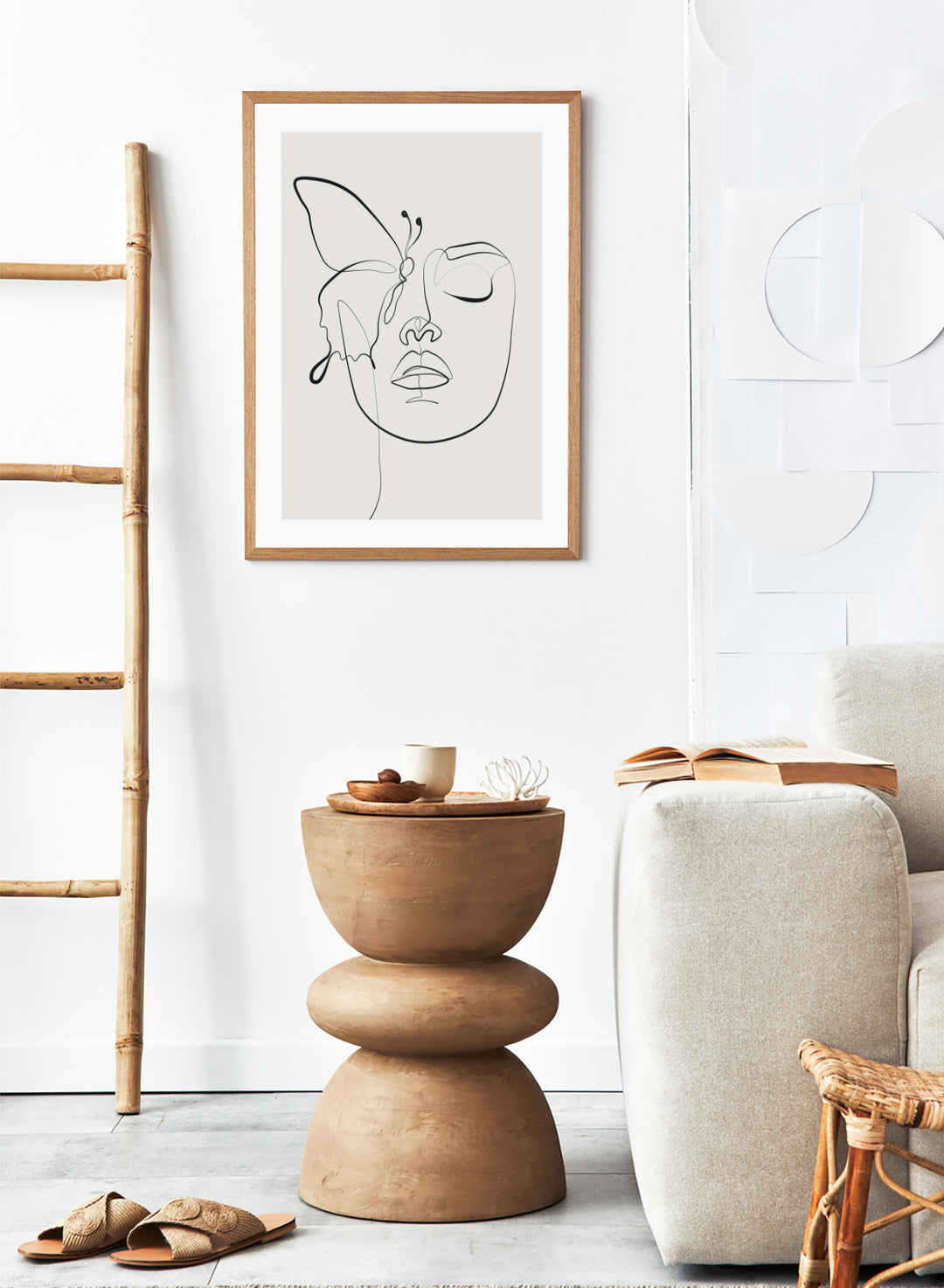 Head of Butterflies Line Art Print