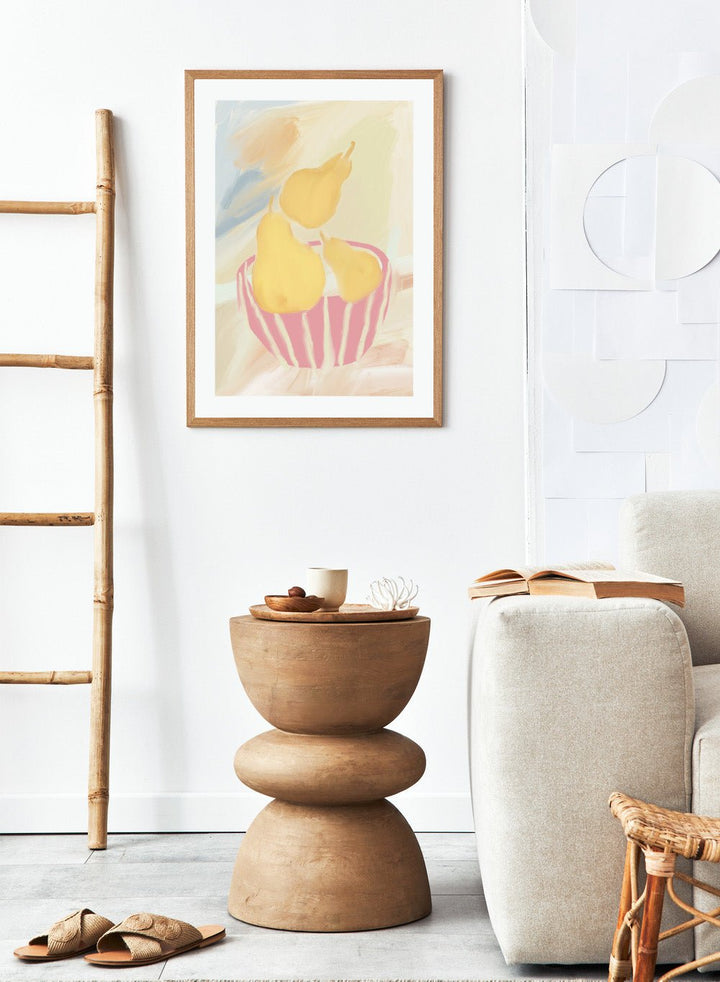 'Striped Bowl with Golden Pears' Aesthetic Art Print_Sugar & Canvas