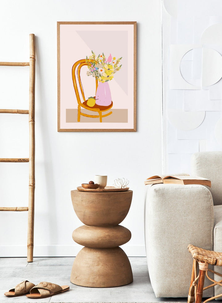 'Flower Vase on Chair' Aesthetic Art Print_Sugar & Canvas