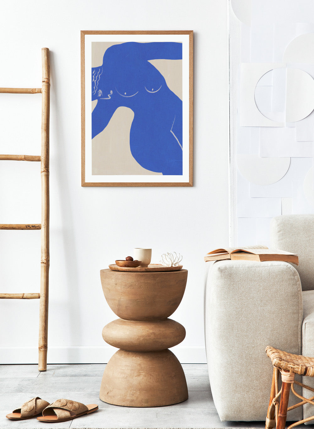 Bold Blue Silhouette art print by Little Dean. Contemporary abstract wall art featuring expressive blue shapes, minimalist portrait design, and modern illustration style.