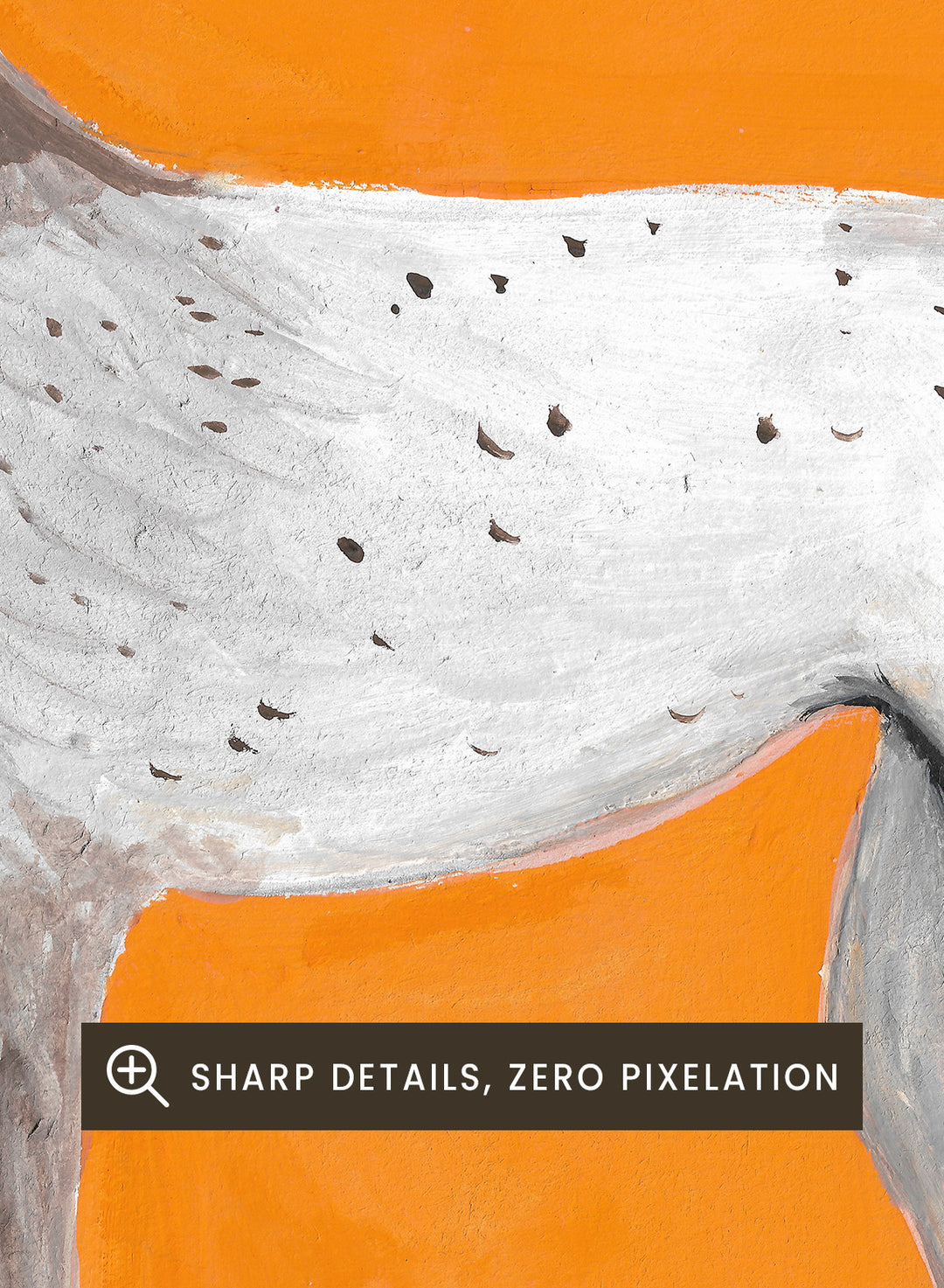 Framed artwork of a dog on an orange background. Orange Pointing Dog by Lerin Freyou is a hand painted minimal dog art print with bold orange background, modern animal poster with clean aesthetic style.