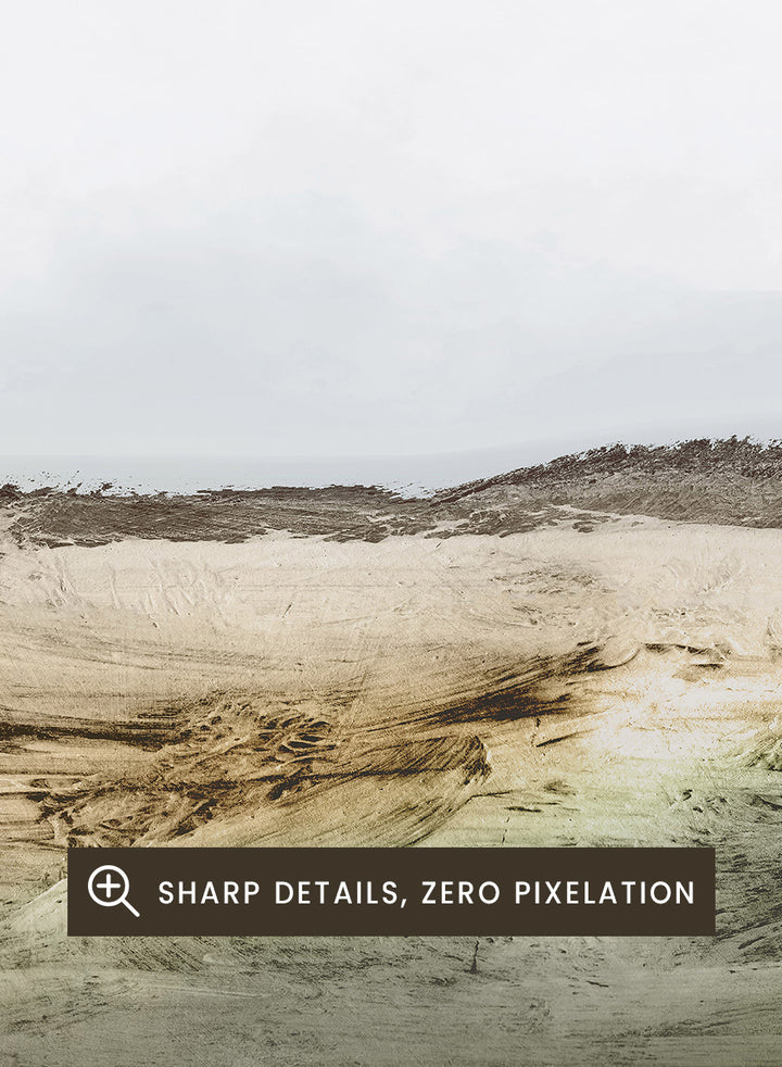Shop Cliffs by Dan Hobday, a contemporary coastal landscape art print featuring rugged cliffs, soft sky, earthy green tones, and layered textured brushwork.